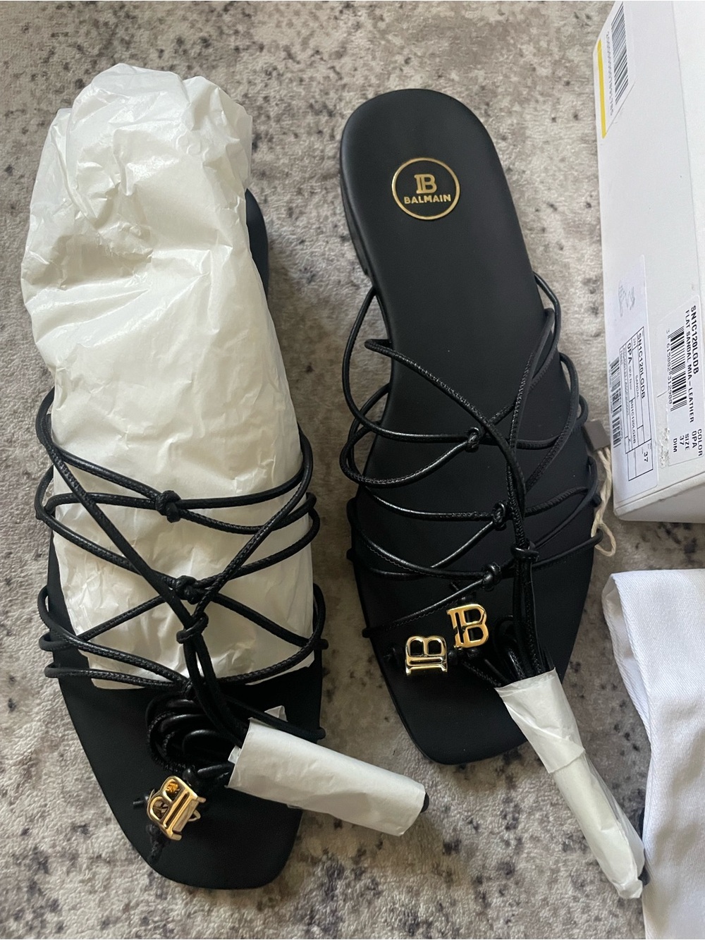 Womenโs BALMAIN PARIS sandals shoes black size 37
